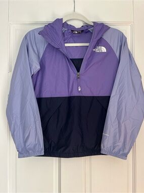 Girls size 10/12 The North Face Purple Colorblock Pullover Windbreaker
